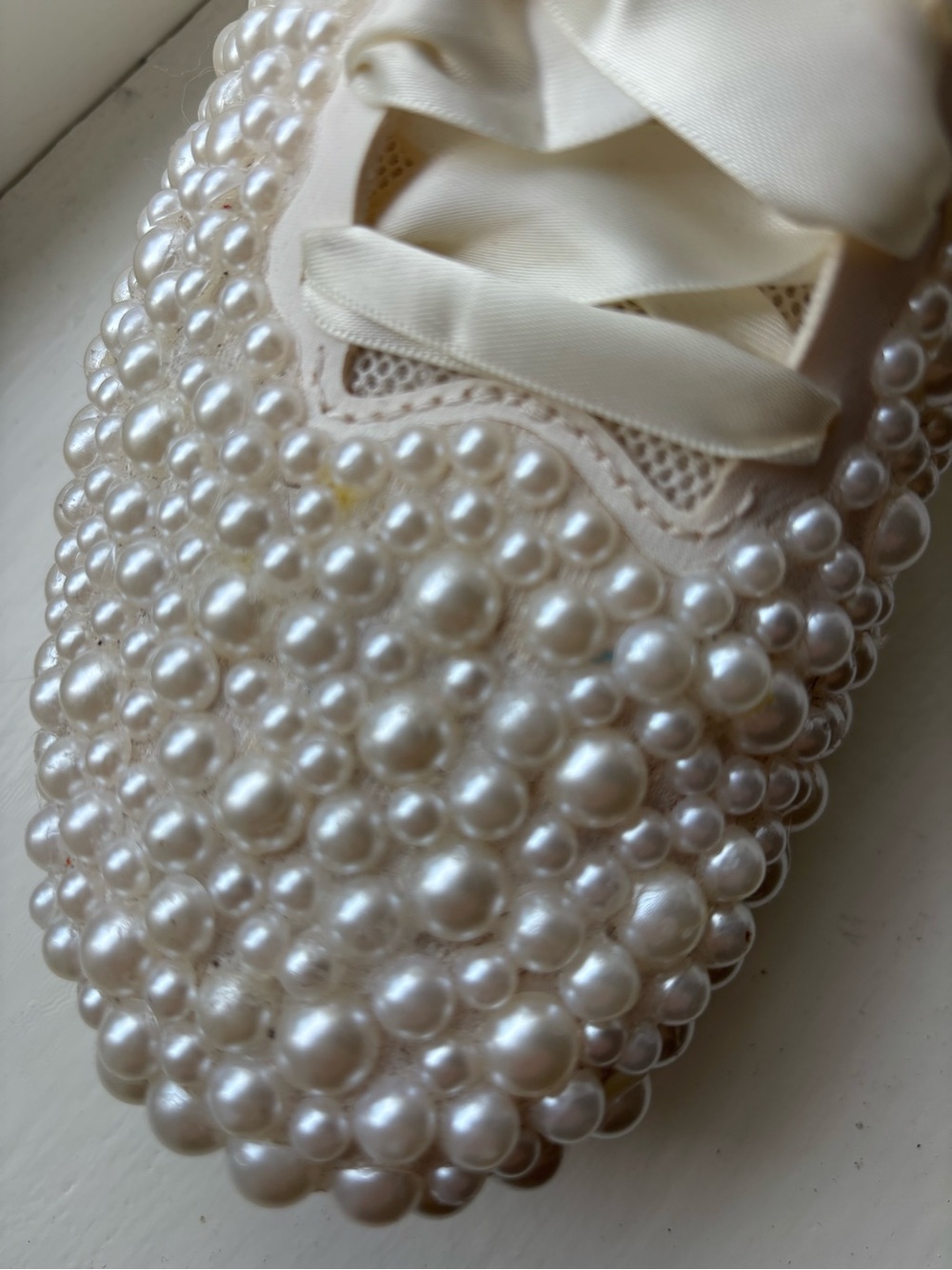 Hoka Pearl-Embellished Satin Lace Sneakers - Cream - Picture 12 of 13